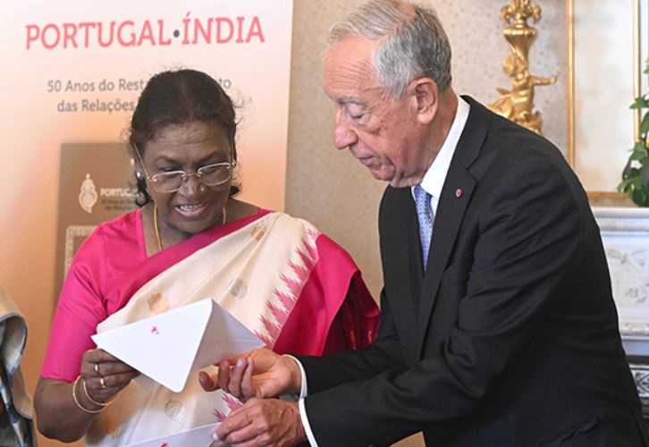 પોર્ટુગલના રાષ્ટ્રપતિ સાથે રાષ્ટ્રપતિ દ્રૌપદી મુર્મૂની મુલાકાત
