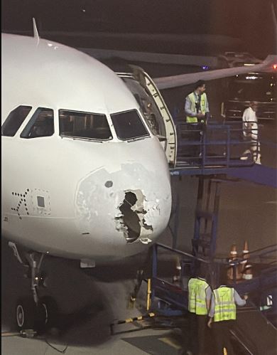 પ્લેન પર પડી વીજળી