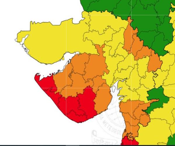 ગુજરાતમાં વરસાદનું રેડ એલર્ટ