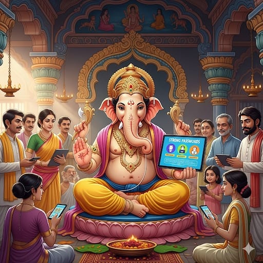 સાયબર અવેરનેસનો સંદેશો આપતા "ગણેશજી"