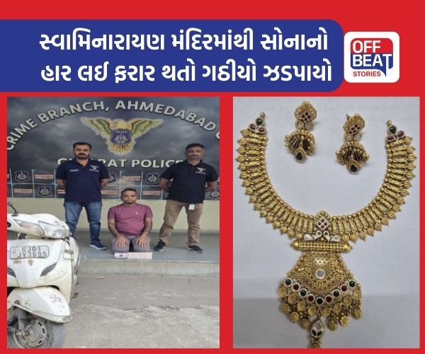 સ્વામીનારાયણ મંદિરોમાં સોનાના હાર ઠગી જતો અનોખો ચોર