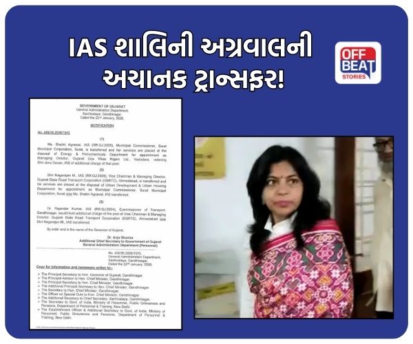 સુરતના મ્યુ. કમિશનર શાલિની અગ્રવાલની બદલી