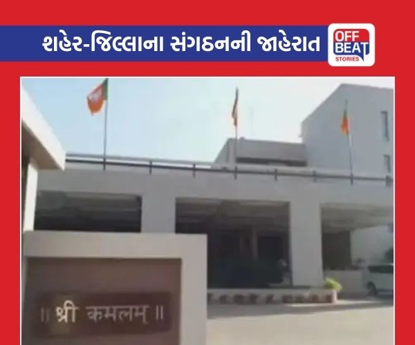 ગુજરાત ભાજપે 3 શહેર-જિલ્લાના સંગઠનની કરી જાહેરાત