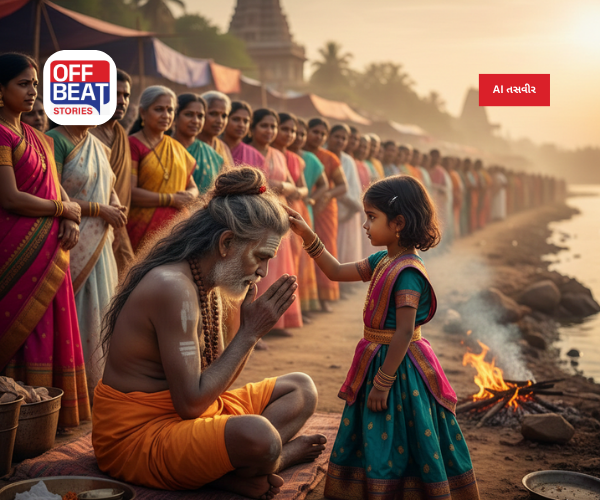 લોકોને આશીર્વાદ આપતા અઘોરી સાધુ નનકડી બાળકી સામે નતમસ્તક થયા