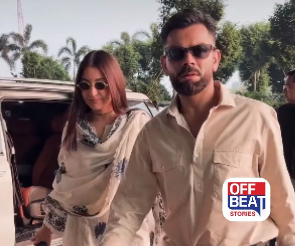 મુંબઈ એરપોર્ટ પર અનુષ્કા-વિરાટની ભક્તિમય એન્ટ્રી