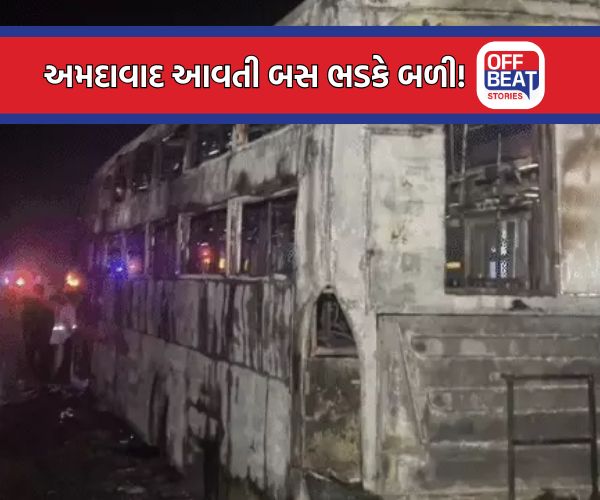 જેસલમેરથી અમદાવાદ આવતી લક્ઝરી બસ બની 'આગનો ગોળો'!