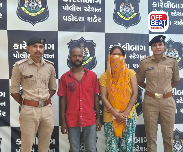 વડોદરામાં નશામાં ધૂત પતિ-પત્ની દ્ધારા પોલીસ પર પથ્થરથી હુમલો