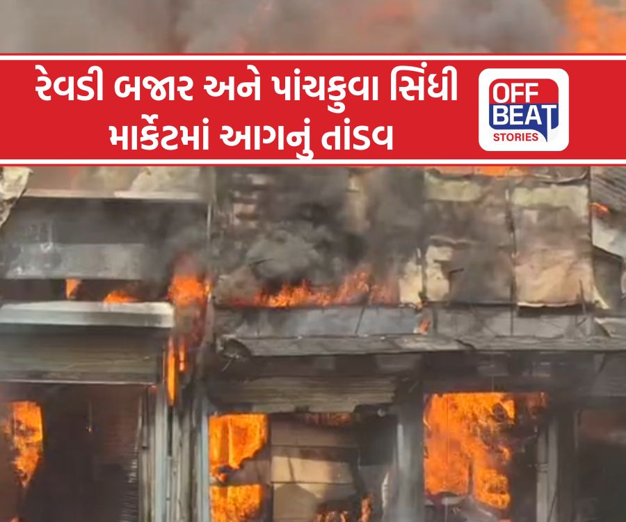 અમદાવાદમાં કાલુપુરના રેવડી બજાર અને પાંચકુવા માર્કેટમાં ભીષણ આગ