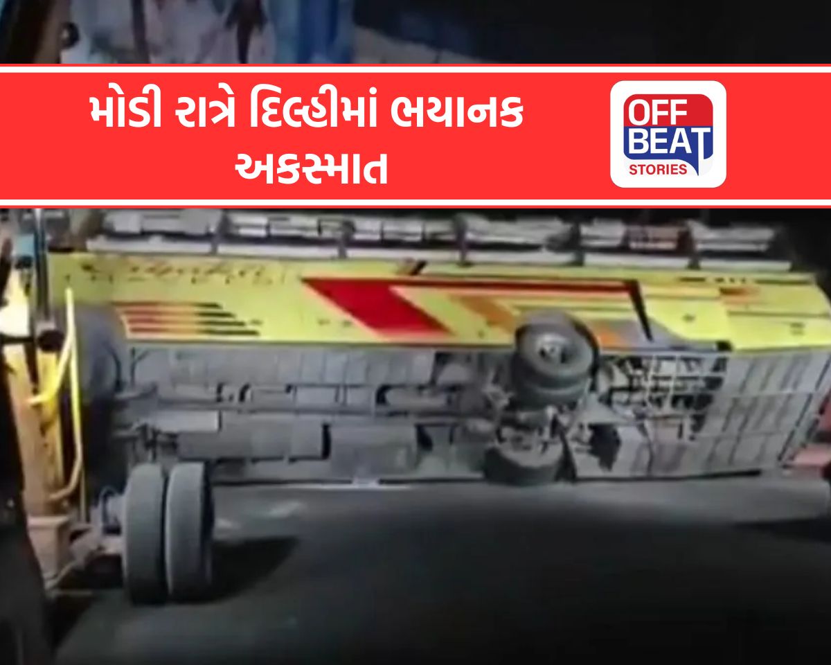 દિલ્હીના કરોલ બાગમાં ડબલ ડેકર બસ પલટી
