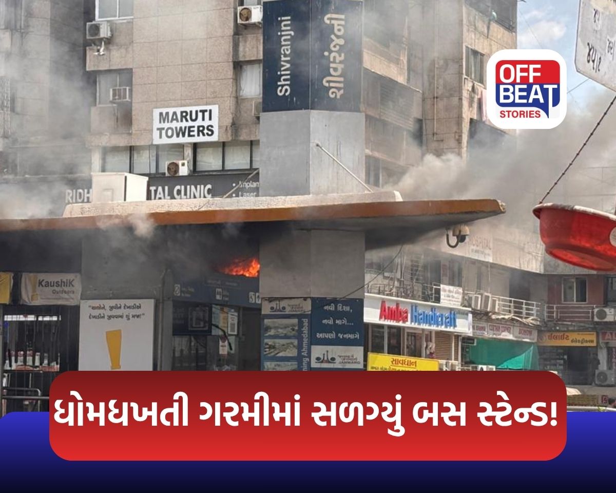અમદાવાદના શિવરંજની BRTS સ્ટેન્ડ પર ભીષણ આગ