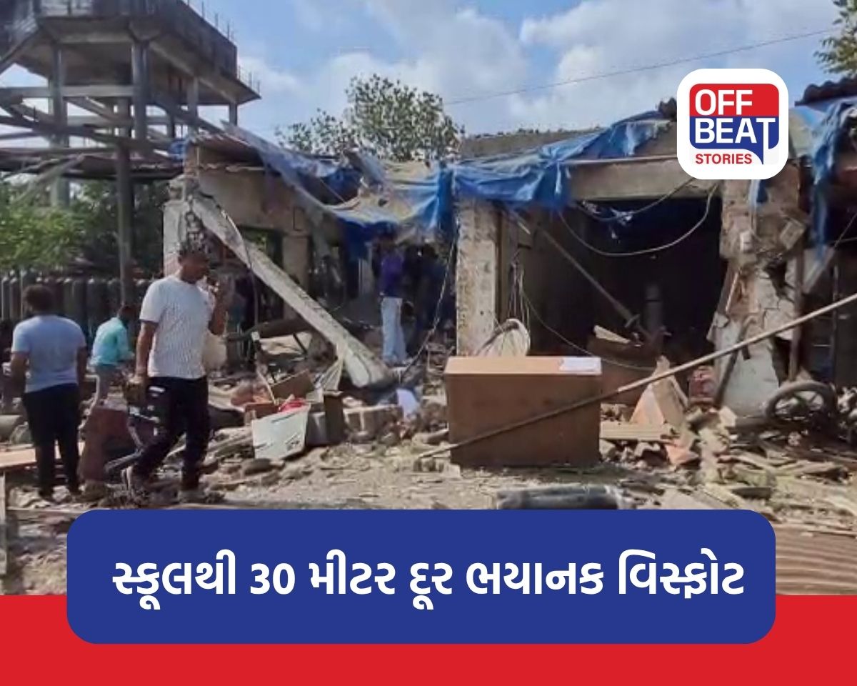 તૂટેલું ગોડાઉન બતાવતું દ્રશ્ય