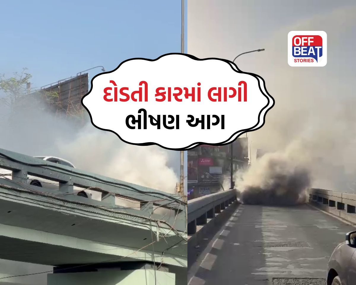 અઠવા બ્રિજ પર દોડતી કાર બની 'અગનગોળો'