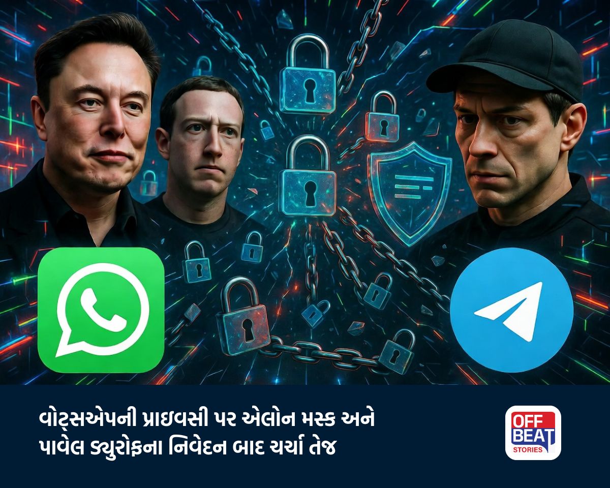 વોટ્સએપ અને ટેલિગ્રામ લોગો સાથે પ્રાઇવસી વિવાદ દર્શાવતું ચિત્ર