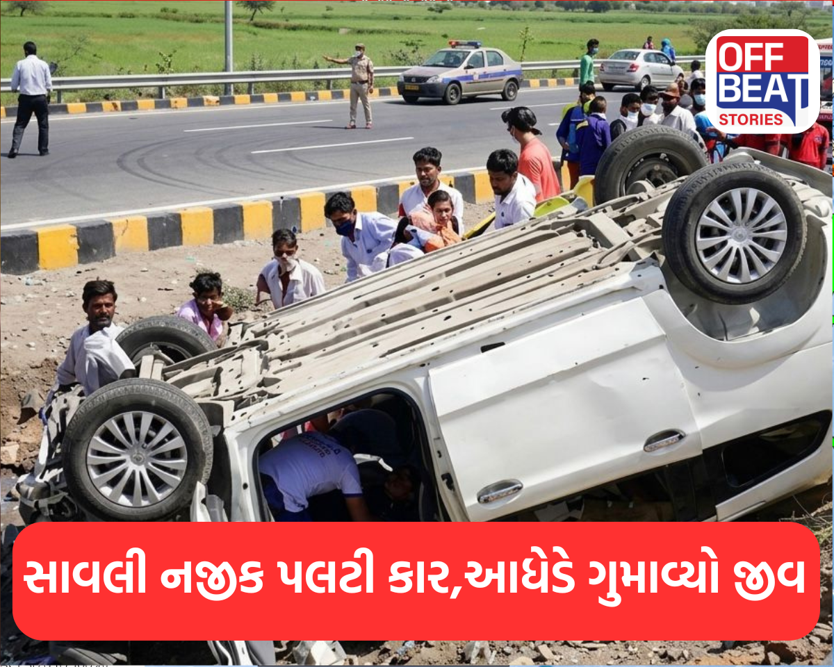 દિલ્હી-મુંબઈ એક્સપ્રેસવે પર સાવલી નજીક પલટી કાર
