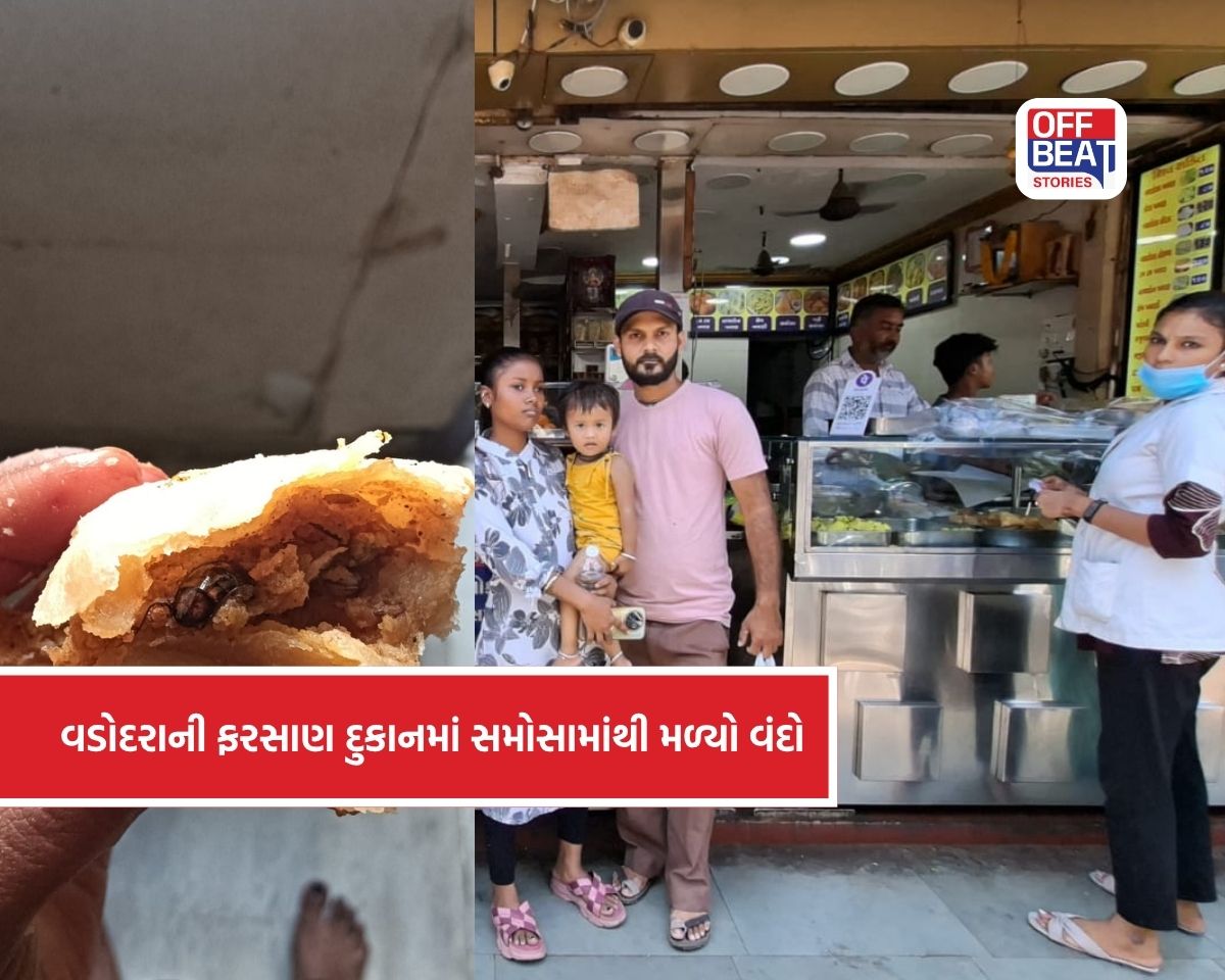 વડોદરાની ફરસાણ દુકાનમાં સમોસામાંથી નીકળ્યો વંદો!