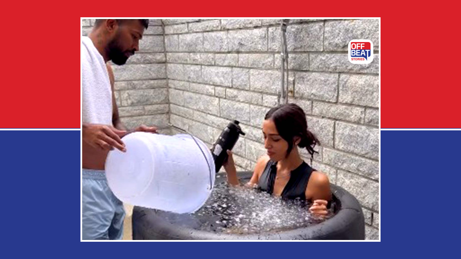 માહિકા સાથે આઇસ બાથમાં બરફ ઉમેરતો જોવા મળ્યો હાર્દિક પંડ્યા