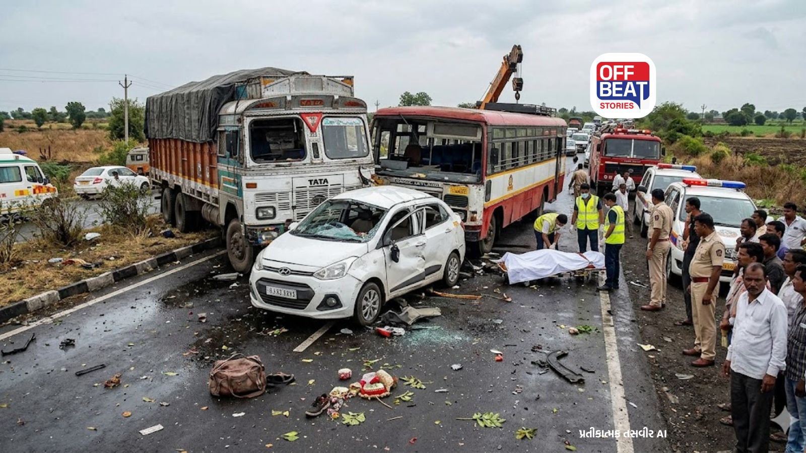 મહારાષ્ટ્રમાં અકસ્માતના દ્રશ્યો