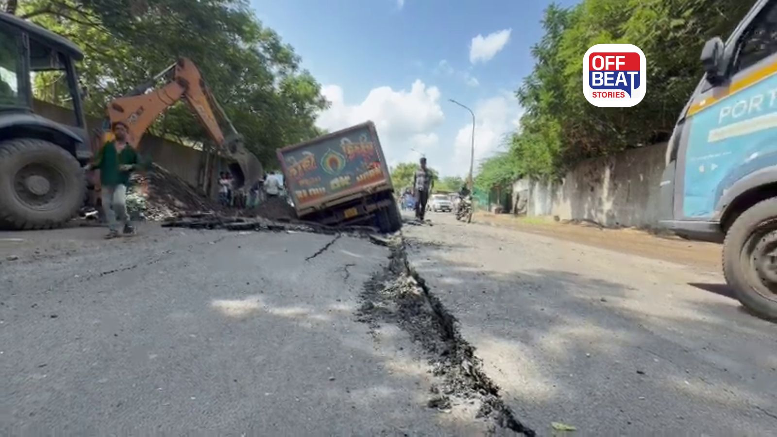 સુરતમાં વરસાદ પહેલાં જ દબાઈ ગયો નવો રોડ