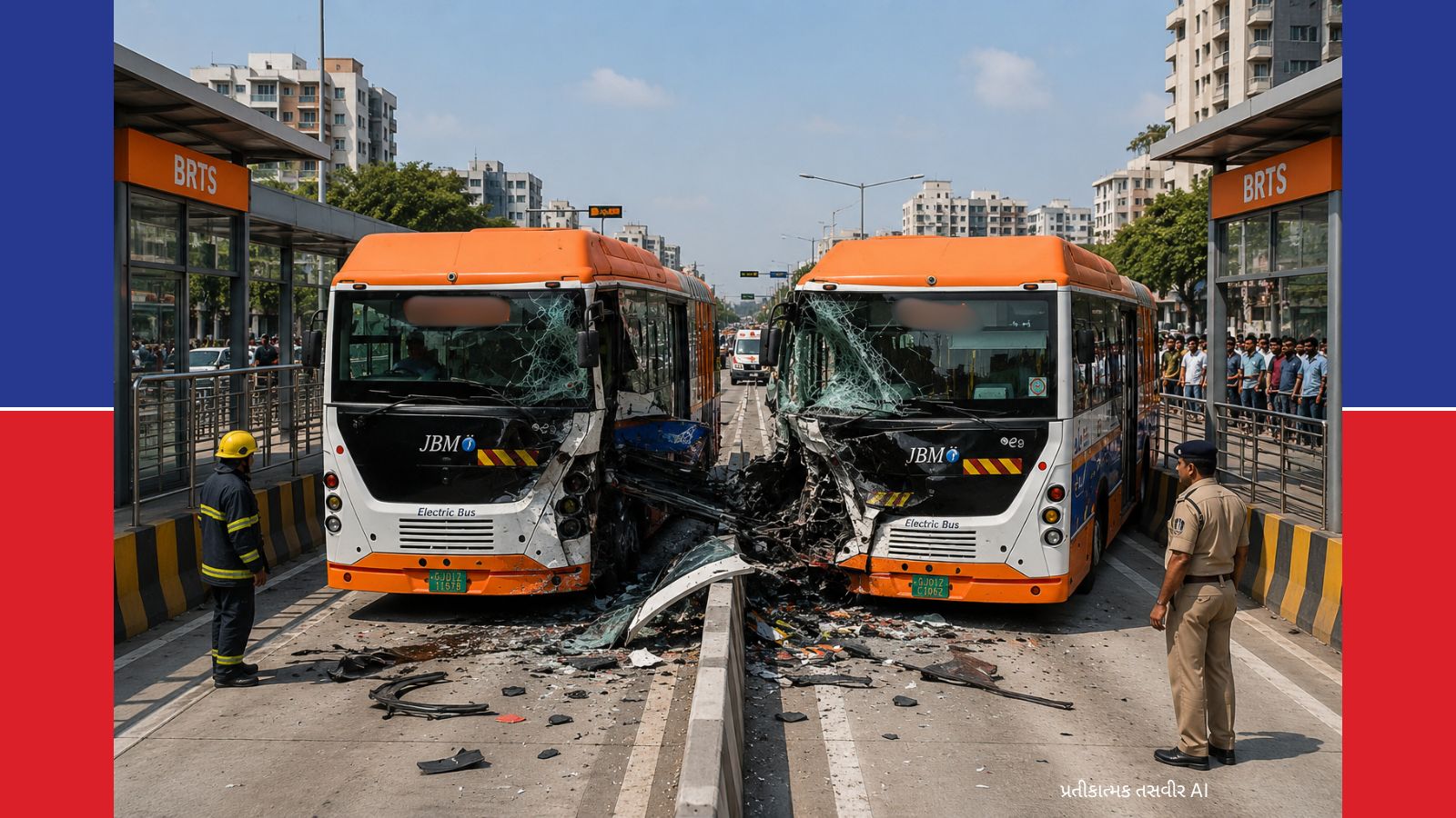 અમદાવાદના પોશ વિસ્તારમાં BRTS ટ્રેક પર મોટો અકસ્માત