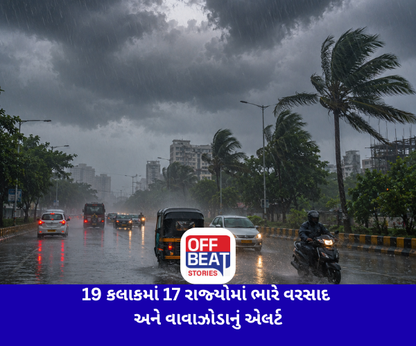 19 કલાકમાં 17 રાજ્યોમાં ભારે વરસાદ અને વાવાઝોડાનું એલર્ટ