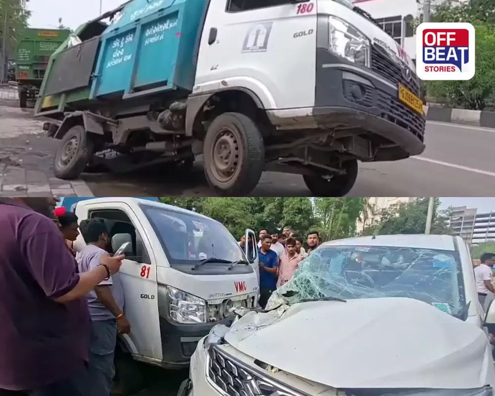 વડોદરામાં VMCને બેવડો આંચકો: એક કચરાગાડીએ કારને મારી ટક્કર