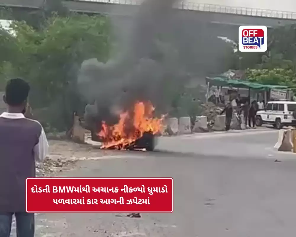 પળવારમાં ધુમાડો, પછી ભડભડ સળગી BMW!