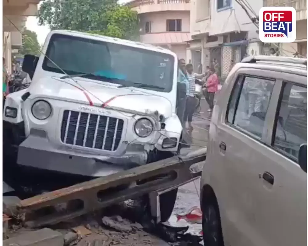 રાજકોટમાં થાર કારનો અકસ્માત