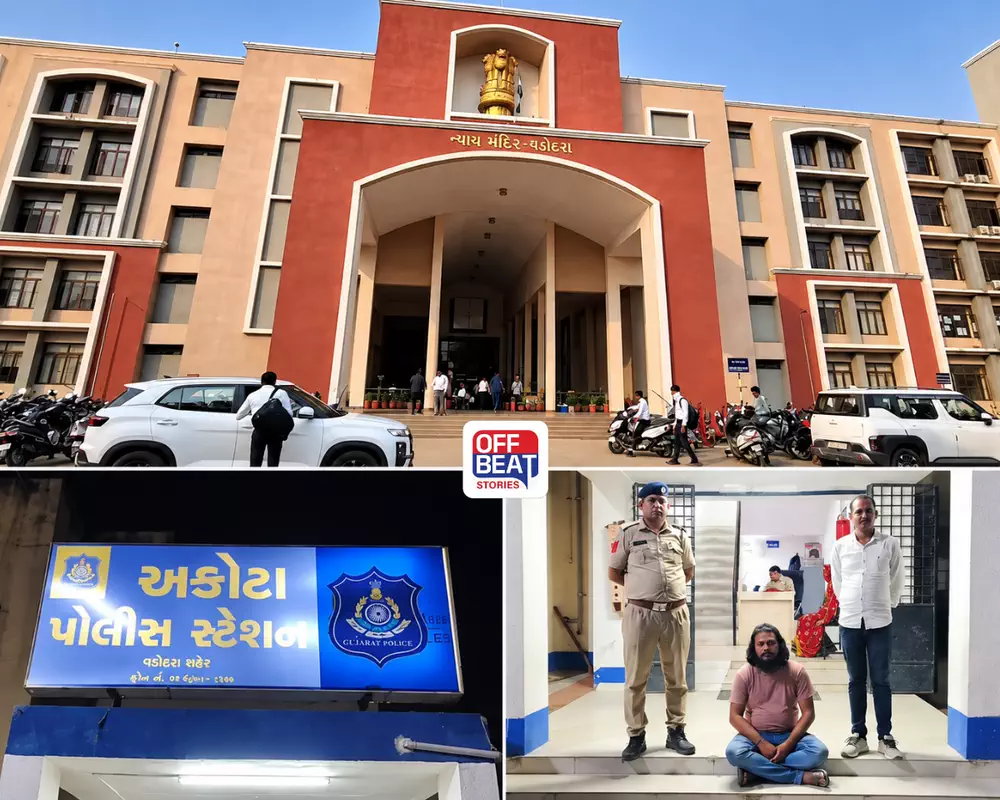 વડોદરા કોર્ટમાં હાઈવોલ્ટેજ ડ્રામા!: જજની હાજરીમાં જ પોલીસકર્મીઓ સાથે યુવકની ઝપાઝપી