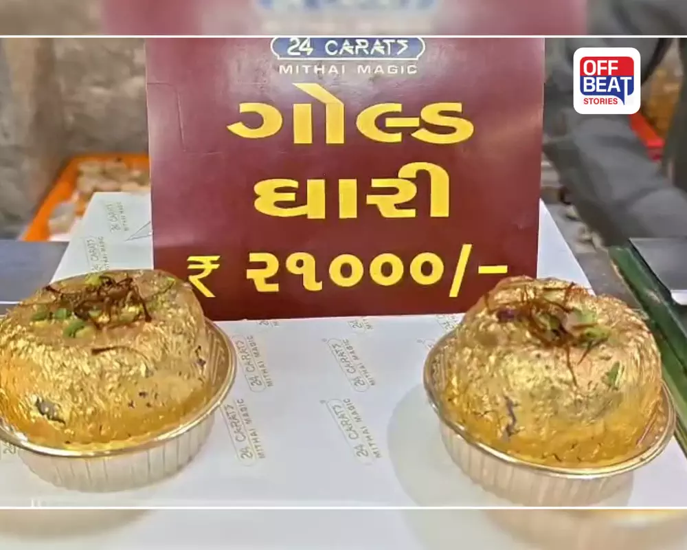 સુરતમાં 'ગોલ્ડ ઘારી' નો શાહી ઠાઠ!: સોનાના વરખવાળી મીઠાઈ બની આકર્ષણનું કેન્દ્ર