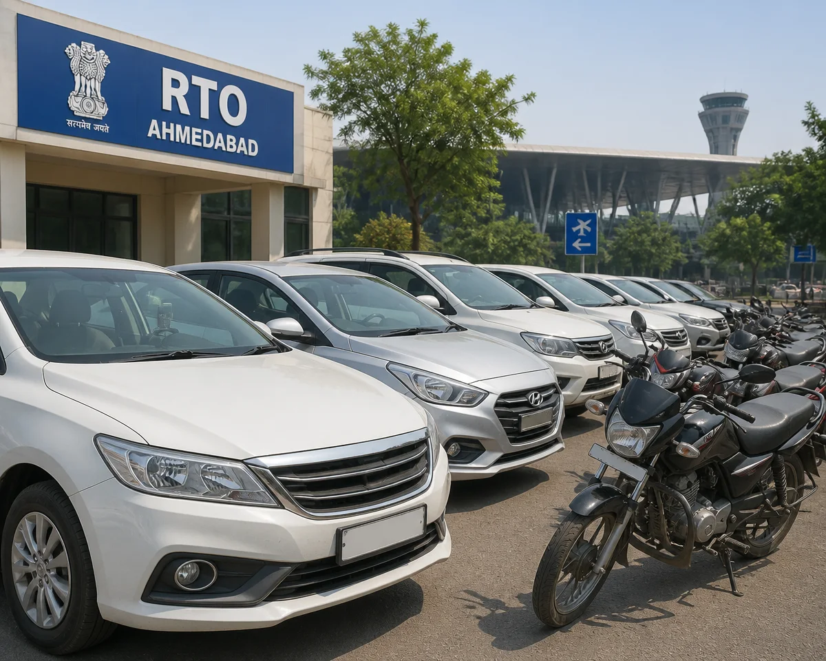 અમદાવાદમાં RTOની મોટી કાર્યવાહી: પરમિટ વિના ટેક્સી તરીકે દોડતી 22 કાર અને 10 બાઈક જપ્ત, ₹3.50 લાખથી વધુનો દંડ